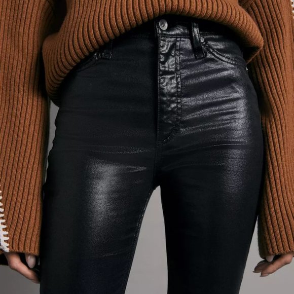 Casey High-Rise Ankle Flare - Coated Black - Picture 6 of 10